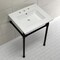 Fauceture KVPB25227W80 Dreyfuss 25" Console Sink W/SS Leg (8", 3 Hole), Wht/Blk KVPB25227W80 - alternate 4